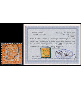 Baden 30 Kreuzer Nr. 22 b gestempelt mit Farbfotobefund Flemming