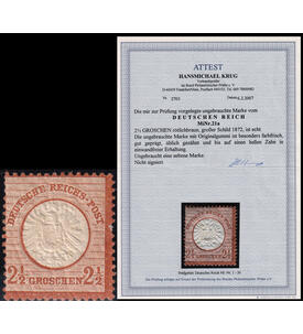 Deutsches Reich 2� Groschen Nr. 21 a ungestempelt mit Farbfotoattest Krug