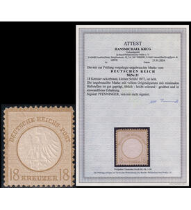Deutsches Reich 18 Kreuzer Nr. 11 ungebraucht mit Farbfotoattest Krug