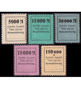 Stadtpost Braunschweig 5 Geb�hrenmarken von 5.000 Mark bis 150.000 Mark