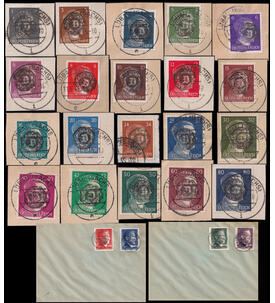 Lokalausgabe L�bau 1 bis 80 Pfg. auf Briefst�ck Markwerte auf Schmuck-Briefen