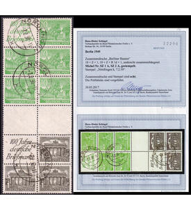 Berlin - Zusammendruck SZ 1 A + SZ 3 2 gestempelt mit Farbfotoattest Schlegel