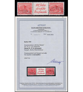 Berlin - Zusammendruck W 16 gestempelt mit Farbfotoattest Schlegel
