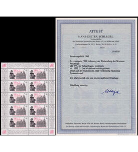 BRD Gummidruck Nr. 1773 postfrischer Kleinbogen Wormser Reichstag