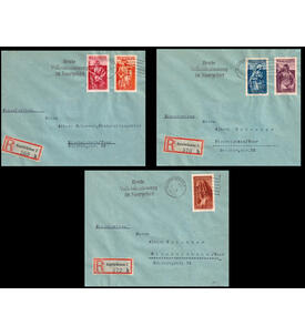 Saar Volksabstimmung 1935 Nr. 199-205 auf 4 echt gelaufenen Einschreibebriefen