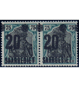 Saargebiet Doppeldruck Aufdruckwert 20 auf 75 Pfg. im postfrischen Paar