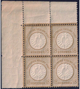 Deutsches Reich 18 Kreuzer Nr. 28 als Eckrand-Viererblock gro�es Brustschild