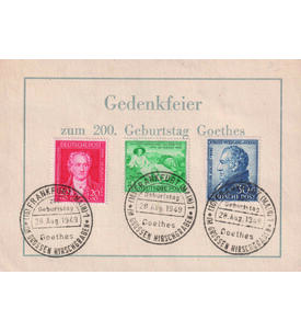 Alliierte Besetzung Goethe Nr. 108-110 mit Sonderstempel auf Postkarte