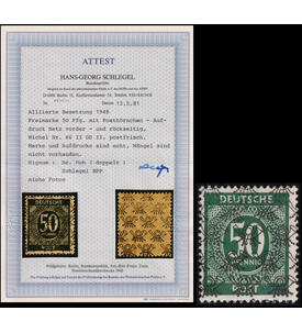 Alliierte Besetzung Gummidruck Nr. 66 II DD II postfrisch mit Farbfotoattest