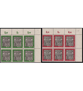 BRD L�becker Kirchenfenster Nr. 139-140 postfriche Viererbl�cke aus Ecke oben rechts