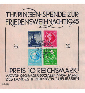 SBZ Weihnachts-Sonderblock Block 2 ohne Durchstich gestempelt Jena Stempel o.O.