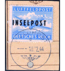 Deutsches Reich Feldpost Nr. 8 B auf Kartenabschnitt Inselpost Rhodos