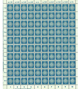 DDR - Dienstmarke Nr. 20 X II postfrischer Originalbogen Dienstmarke Zirkel