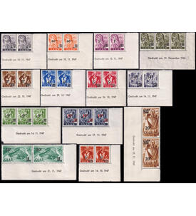 Saarland Nr 226-238 postfrisch mit Druckdatum Berufe und Ansichten 1947