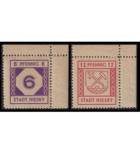 Lokalausgabe Niesky 1945 Nr. 1-2 postfrisch aus der rechten oberen Bogenecke
