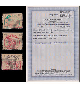 Lokalausgabe L�hne ungestempelt mit Fotoattest Geb�hrenzettel, Handstempel