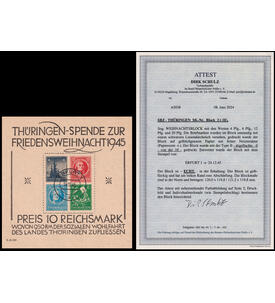 SBZ Block 2 gestempelt mit Farbfotoattest gro�er Weihnachtsblock