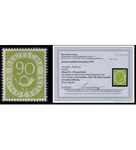 BRD 90 Pfennig Posthorn Nr. 138 postfrisch mit Farbfotobefund Schlegel