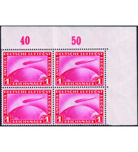 Dt. Reich Zeppelin Nr. 455 postfrischer Eckrand-4er-Block aus der rechten oberen Ecke