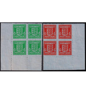 Deutsche Besetzung Guernsey Nr. 4-5 postfrisch Eckrand- Viererblocks Wappen 1942