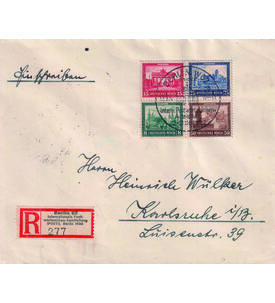 Deutsches Reich IPOSTA 1930 Nr. 446-449 a. echt gelaufenem Einschreibebrief