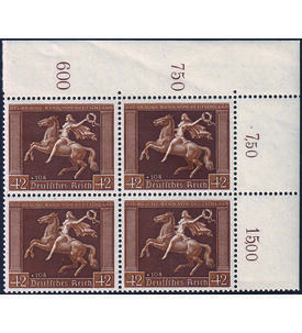 Dt. Reich Nr. 671 postfr. Eckrand-Viererblock aus der rechten oberen Ecke