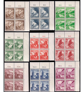 Dt. Reich Nr. 675-683 postfr. Eckrand-Viererblock aus der rechten oberen Ecke
