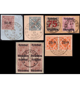 W�rttemberg Briefabschnitte Nr. 240, 255, 267, 269, 270 und 271 gepr.