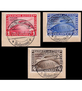 Deutsches Reich Polar-Fahrt Nr. 456-458 auf Briefaus- schnitt mit Sonderstempel