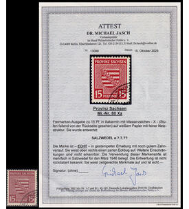 SBZ 15 Pfennig Provinzwappen Nr. 80 X gestempeltes Bedarfsst�ck mit Farbfotoattest
