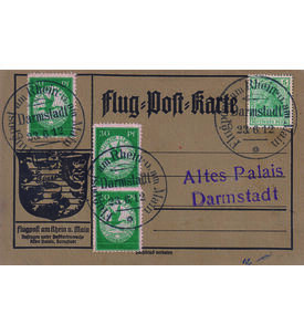 Dt. Reich Flugpost 1912 Nr. III als dreifach Frankatur auf Flugpostkarte