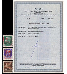 Deutsche Besetzung Zante Nr. 1-3 II postfrisch m. Farbfotoattest echt und einwandfrei