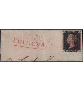 Gro�britannien Black Penny Nr. 1 auf Briefst�ck mit typischer Abstempelung
