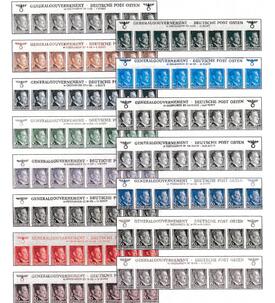 Generalgouvernement Hitler 15 postfrische ungez�hnte 8er-Streifen vom Oberrand