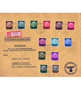Generalgouvernement Nr. 1-13 auf Gro�brief Freimarken mit Aufdruck 1939