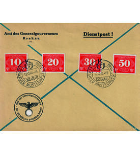 Generalgouvernement Nr. Z 1-4 auf Sonderbeleg Zustellmarken 1940