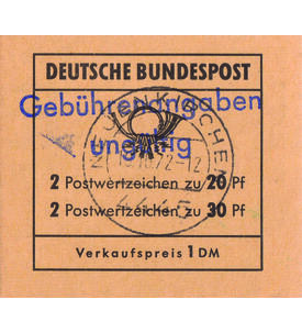   BRD Markenheft Ung�ltig MH 14 c mit amtlichem Stempel Geb�hrenangabe ung�ltig