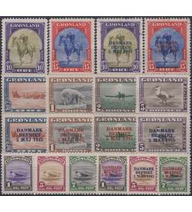 Grnland 1945 postfrisch Nr. 8-25