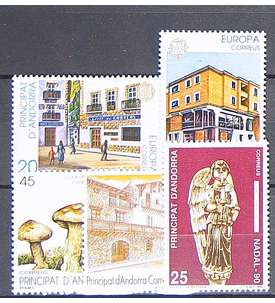Andorra Spanische Post 1990    postfrisch Nr. 214-218