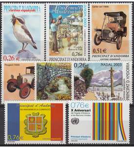 Andorra Spanische Post 2003 postfrisch ** Nr. 299-306