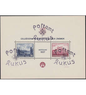 Deutsches Reich CSSR Block 4 blauer Stempel