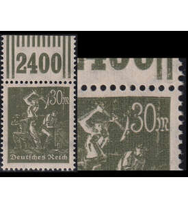 Deutsches Reich-Plattenfehler Nr. 243 I postfrisch vom Ober- rand Arbeiter 1922