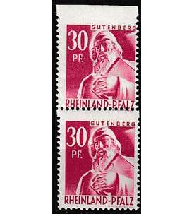 Franzsische Zone - Abart Rheinland-Pfalz Nr. 9 postfr. obere Wert oben ungezhnt