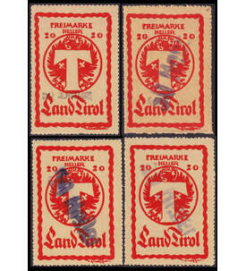 sterreich Lokalausgabe 1919 4 Paketkontrollmarken fr die Lokalpost Tirol 1919