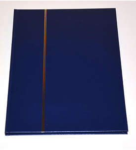 A4/16 schwarze Seiten Briefmarkenalbum Einsteckbuch blauer Einband mit Klarsichtstreifen