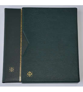Leuchtturm Premium 64 schwarze Seiten A4 Briefmarkenalbum Einsteckbuch wattierter Ledereinband mit Schutzkassette