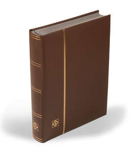 LEUCHTTURM Echtleder Luxuseinsteckbuch Brighton - 64 schwarze Seiten, brauner wattierter Einband